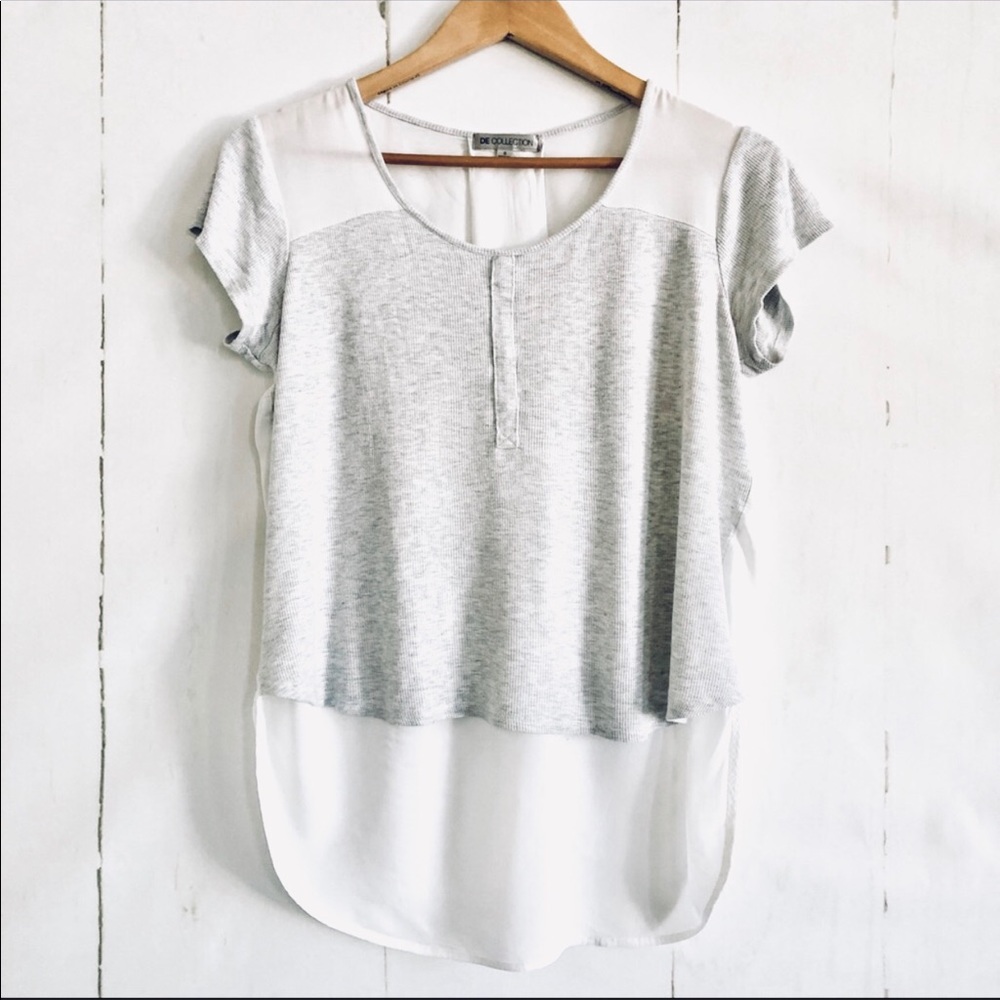 De Collection Gray Waffle Knit Flowy Blouse